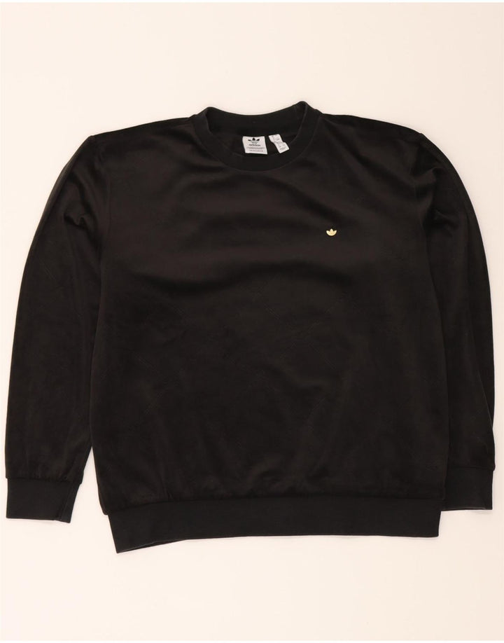 ADIDAS Womens Oversized Sweatshirt Jumper UK 12 Medium Black Polyester Vintage Adidas and Second-Hand Adidas from Messina Hembry 