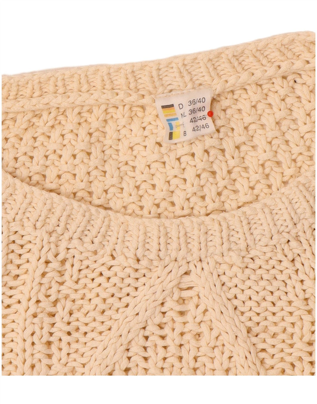 Vintage Damen Übergroßer Pullover mit U-Boot-Ausschnitt EU 36/38 Small Off White