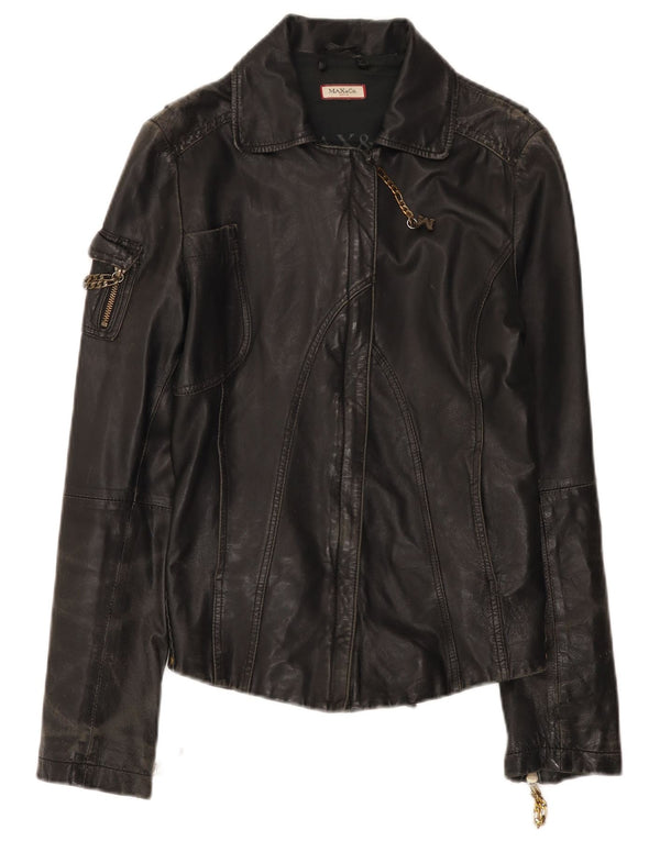 Max & Co. Damen Lederjacke UK 12 Mittelgrau