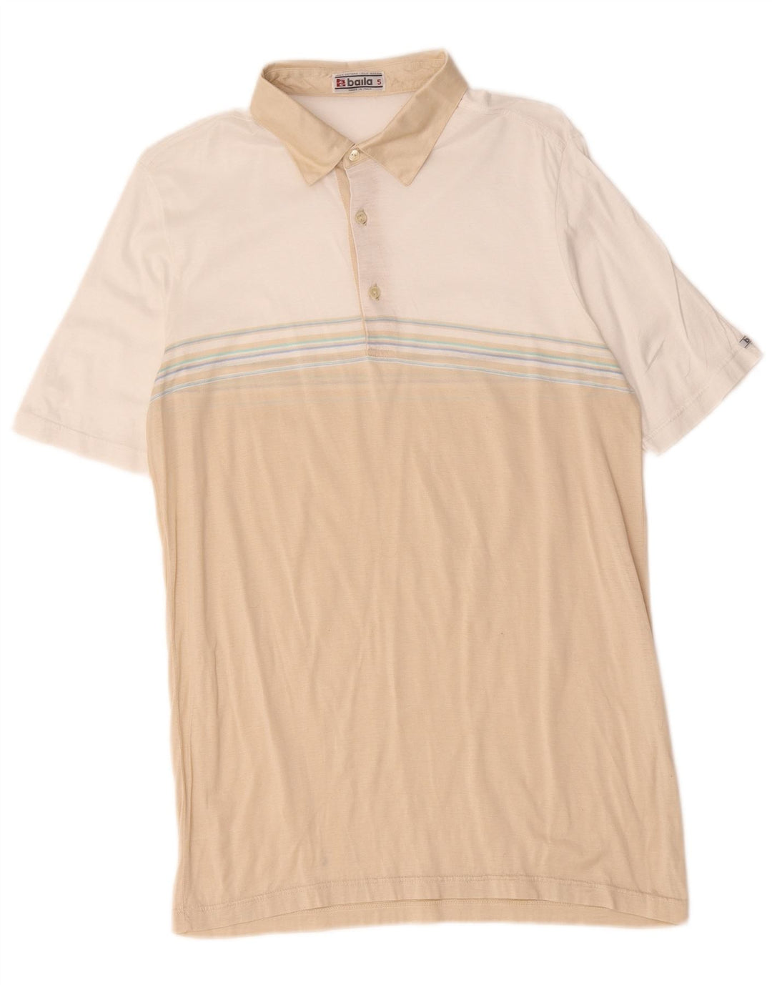 Baila Herren-Poloshirt, Größe S, Beige, Colourblock-Baumwolle
