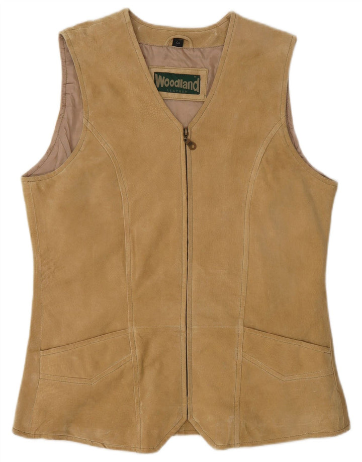 Woodland Damen Wildlederweste IT 44 Mittelbeiges Leder