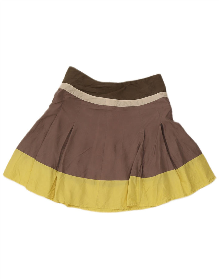 Max & Co. Damen-Tennisrock W28 Mittelbraune Colourblock-Seide