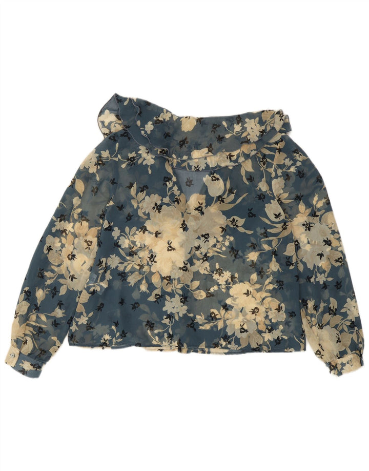 Durchsichtige Damen-Hemdbluse von Zara, Größe S, blau, geblümt, Polyester