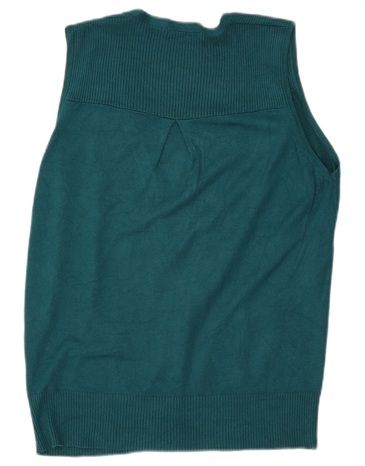 Marks & Spencer Damen Ärmelloser Cardigan-Pullover UK 12 Mittelgrün