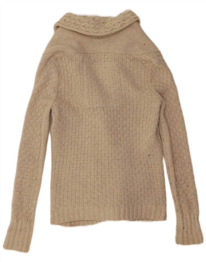 Superdry Damen-Cardigan-Pullover UK 10 Small Beige Wolle