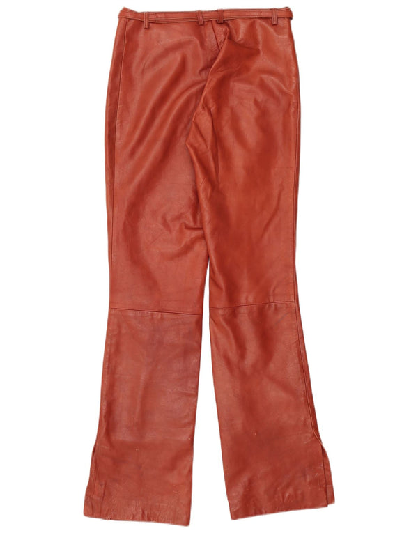 Vintage Damen Bootcut Lederhose Klein W27 L31 Braun