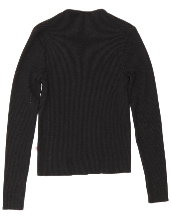 Dolce & Gabbana Damen Top Langarm IT 46 Large Schwarze Merinowolle