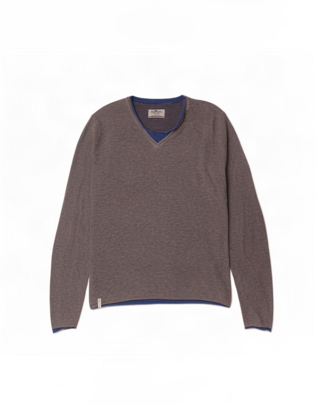 Fred Mello Herren-Pullover mit V-Ausschnitt, mittelgrau