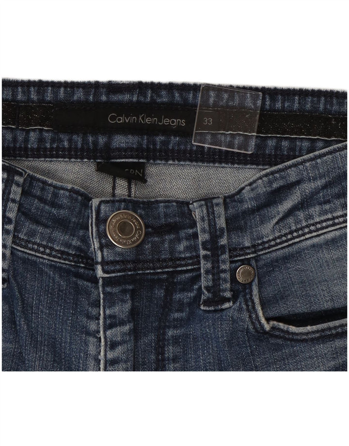 Calvin Klein Damen Distressed Bootcut Jeans W33 L29 Blaue Baumwolle