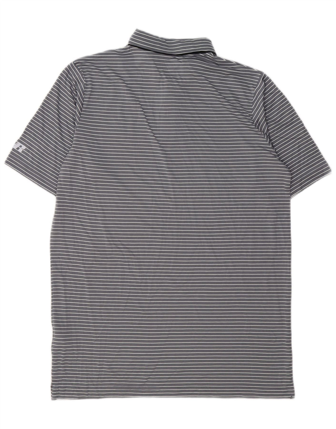RUSSELL ATHLETIC Herren-Poloshirt UK 38/40 Mittelgrau gestreiftes Polyester