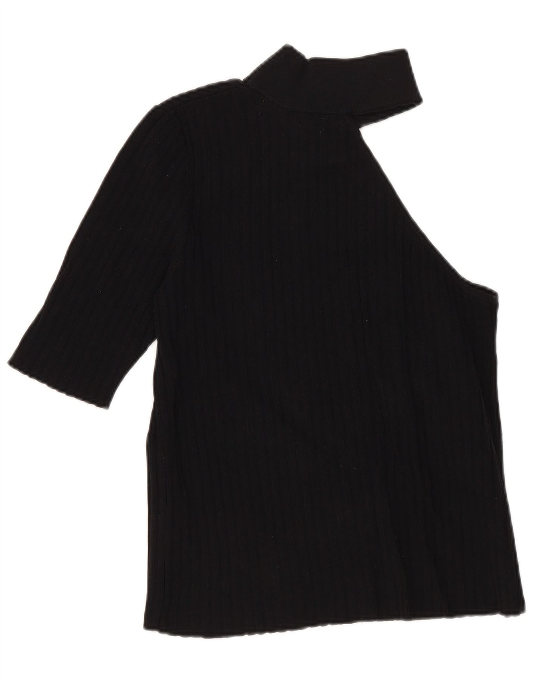 Zara Damen Crop One Shoulder Top UK 12 Mittelschwarzes Nylon