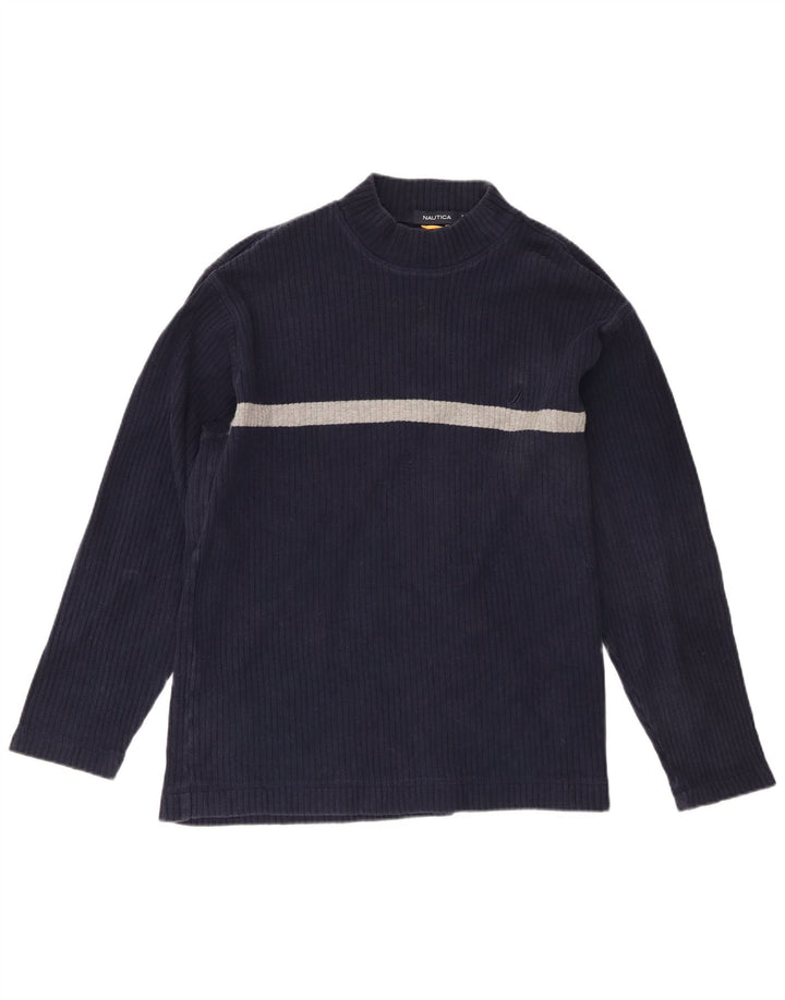 Nautica Herren-Oberteil, langärmelig, mittelgroß, marineblau, Colourblock-Baumwolle