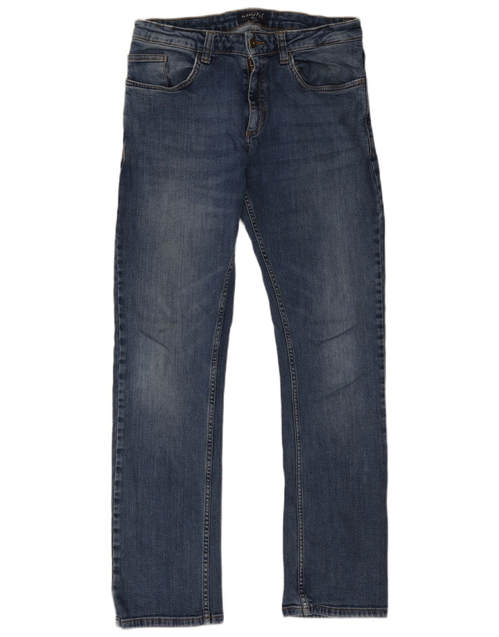 Weird Fish Herren Straight Jeans W32 L30 Blaue Baumwolle