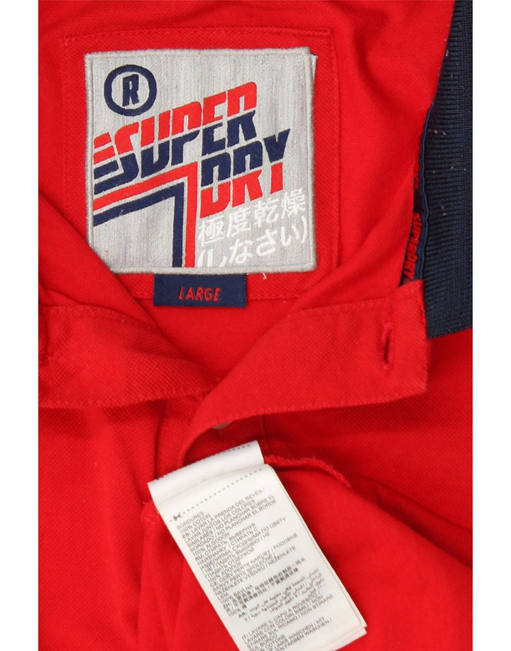 Superdry Herren Rugby-Poloshirt, große rote Baumwolle