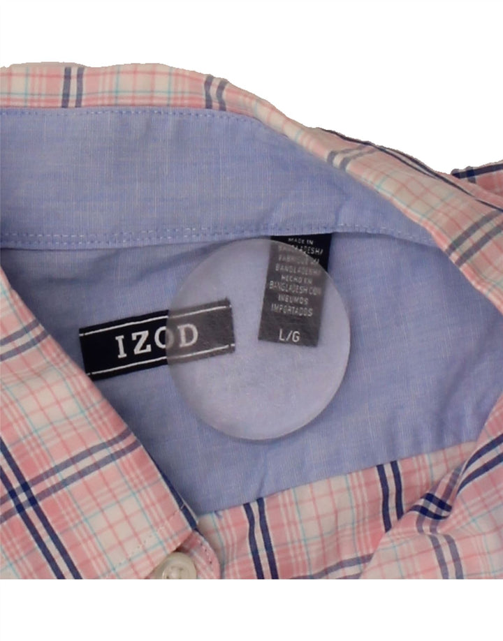 IZOD Mens Short Sleeve Shirt Large Pink Check Cotton Vintage Izod and Second-Hand Izod from Messina Hembry 