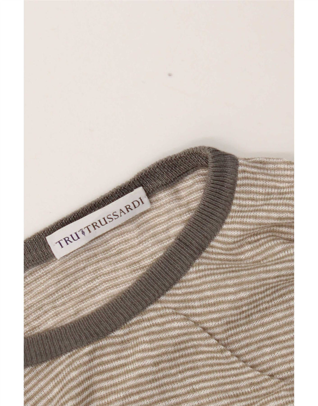 Trussardi Herren-Pullover mit Rundhalsausschnitt, Größe L, Grau Argyle/Diamant