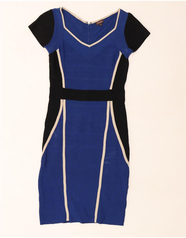 Phase Eight Damen Figurbetontes Kleid UK 10 Small Blue Colourblock Viscose