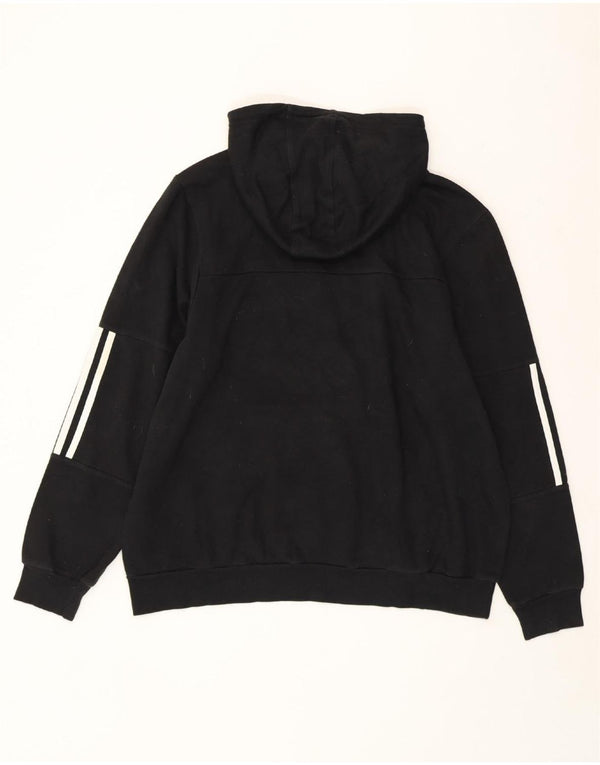 ADIDAS Damen Übergroßer Kapuzenpullover UK 16/18 Große schwarze Baumwolle