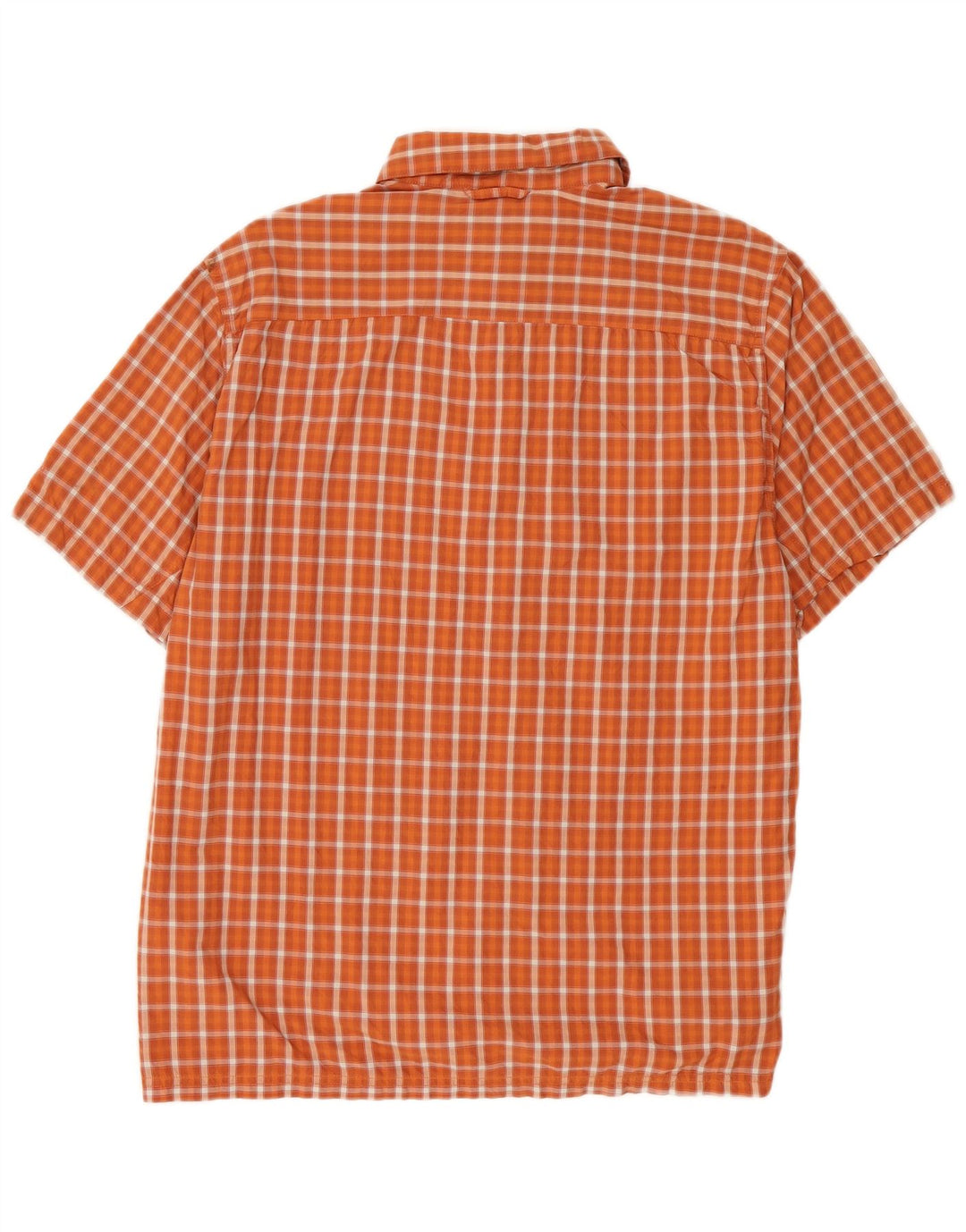 Columbia Herren-Kurzarmhemd, großes orangefarbenes Karo-Nylon