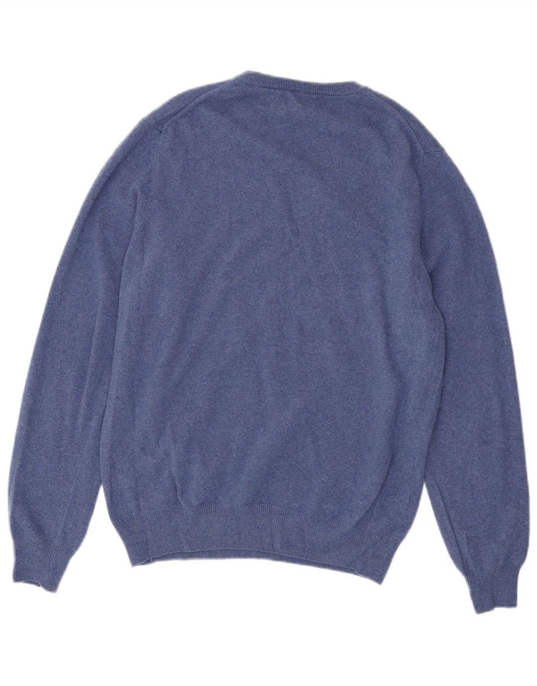 Gant Herren-Pullover mit V-Ausschnitt aus mittelblauer Wolle