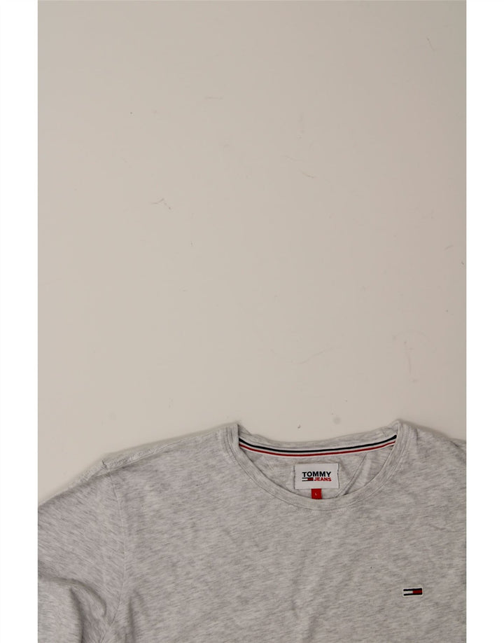 TOMMY HILFIGER Mens Top Long Sleeve Large Grey Flecked Cotton Vintage Tommy Hilfiger and Second-Hand Tommy Hilfiger from Messina Hembry 