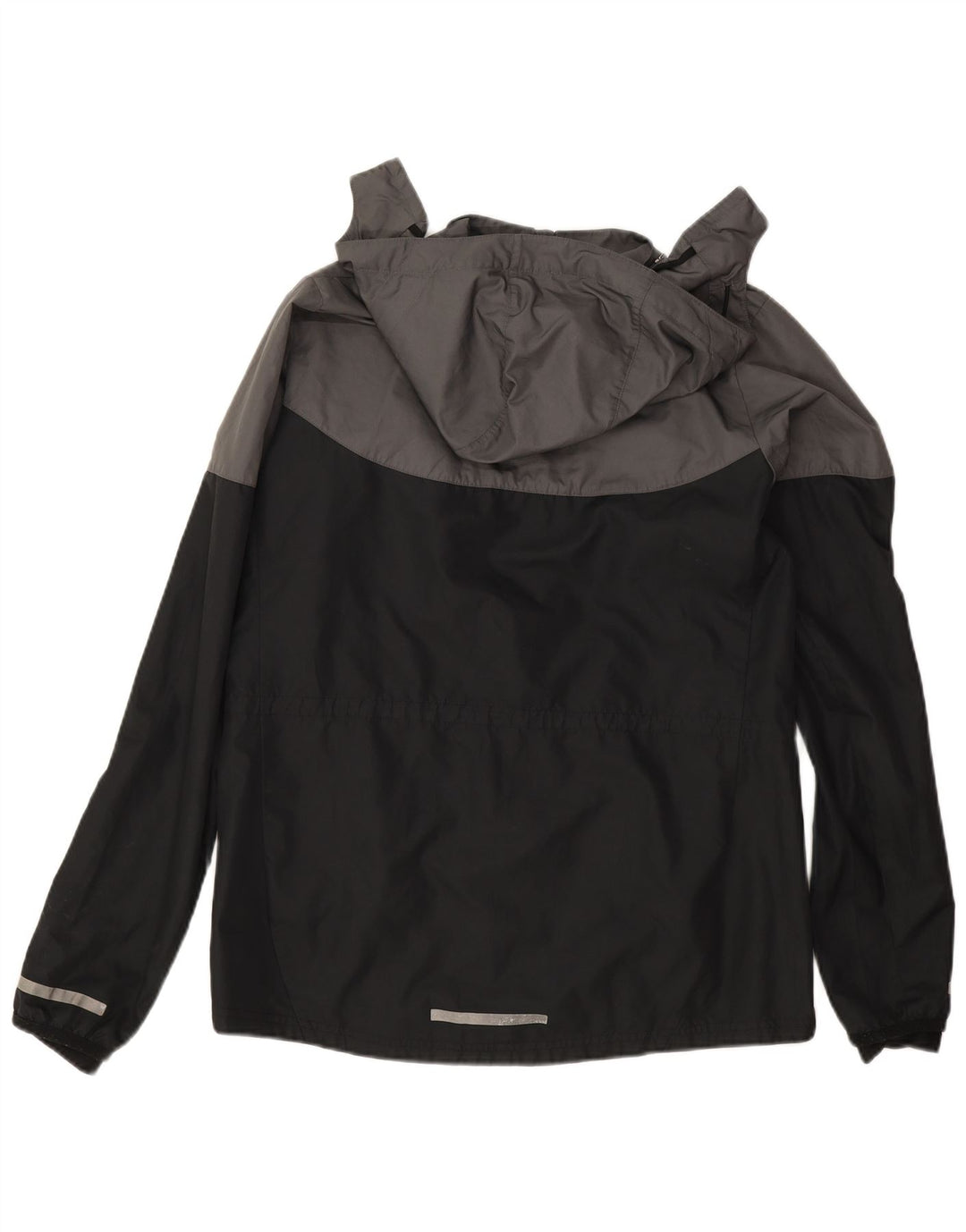 Nike Damen-Regenjacke mit Kapuze, UK 16, großes graues Colourblock-Polyester
