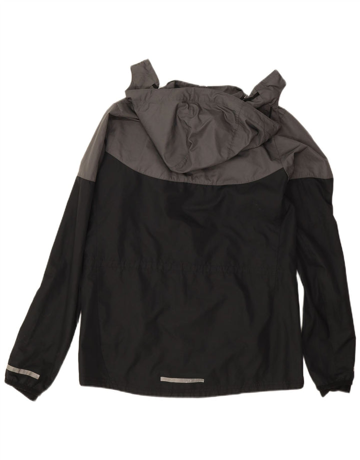 Nike Damen-Regenjacke mit Kapuze, UK 16, großes graues Colourblock-Polyester