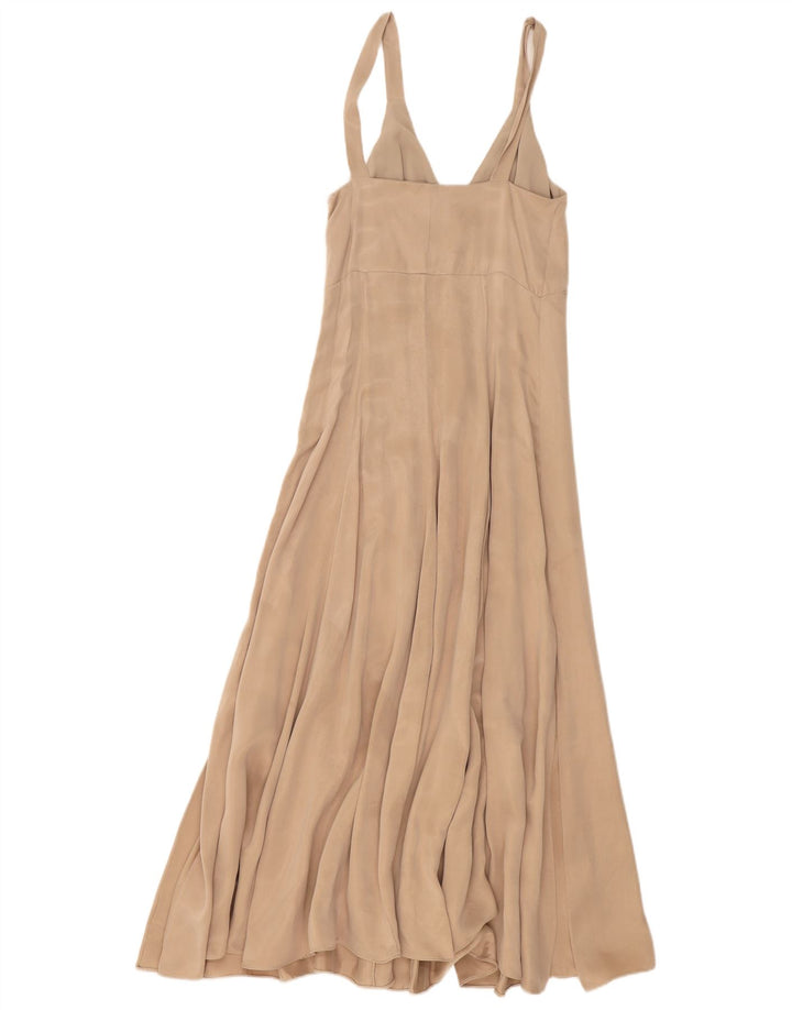 Massimo Dutti Damen Ärmelloses Maxikleid EU 34 2XS Beige Polyester