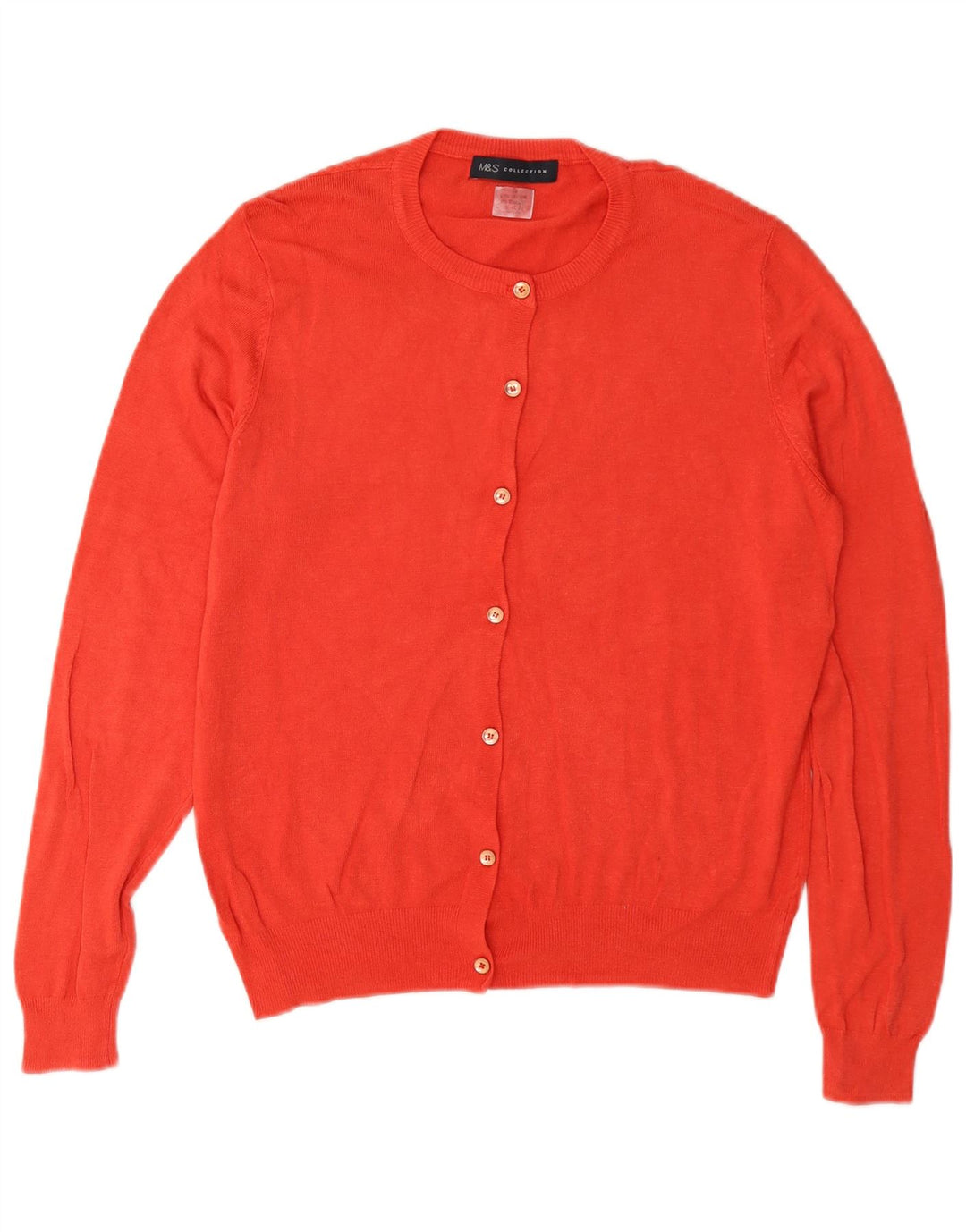 Marks & Spencer Damen-Cardigan mit normaler Passform, UK 12, mittelrot, Baumwolle
