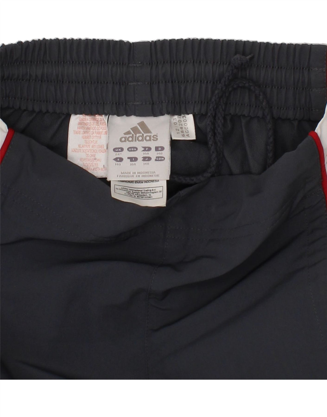 ADIDAS Boys Graphic Sport Shorts 9-10 Years Grey Colourblock Polyester Vintage Adidas and Second-Hand Adidas from Messina Hembry 