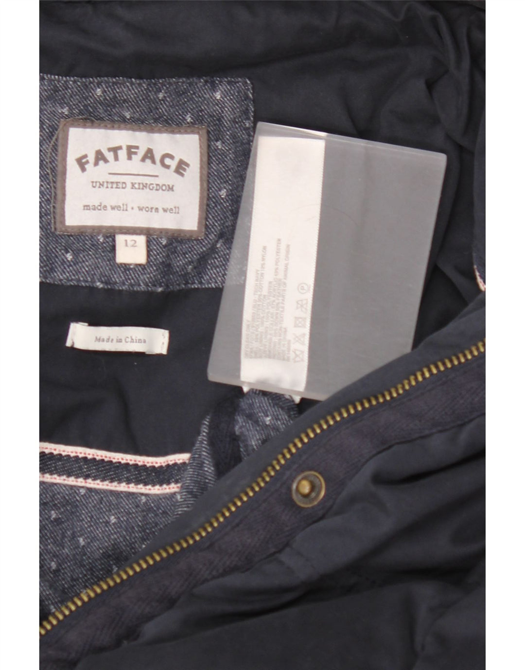 FAT FACE Damen Wattierte Jacke UK 12 Medium Marineblau Polyester