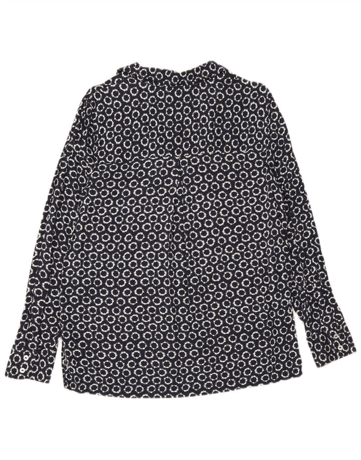 Marks & Spencer Womens Loose Fit Shirt UK 12 Medium Navy Blue Geometrisch