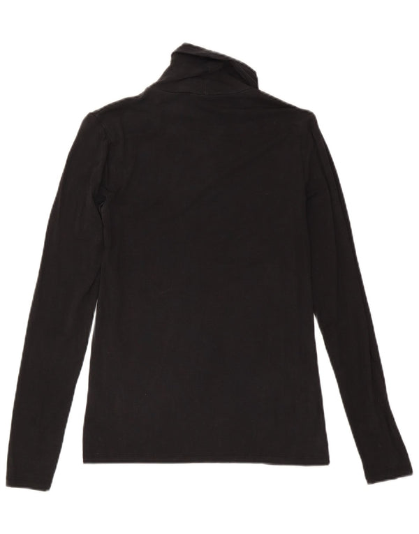 Massimo Dutti Damen Top Langarm UK 8 Small Schwarz Lyocell