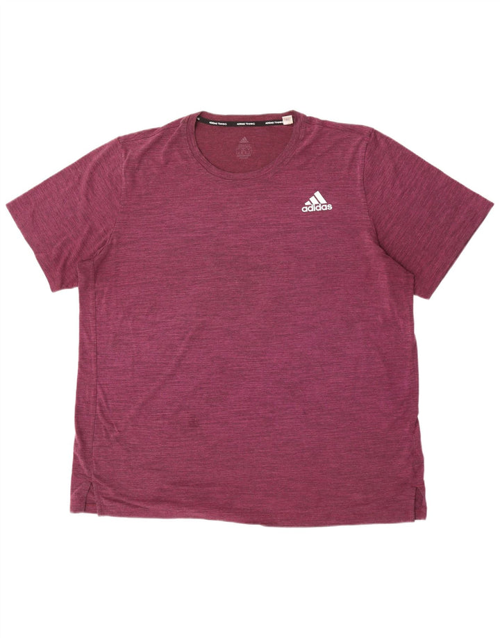 Adidas Herren T-Shirt Top XL Burgunderrot geflecktes Polyester