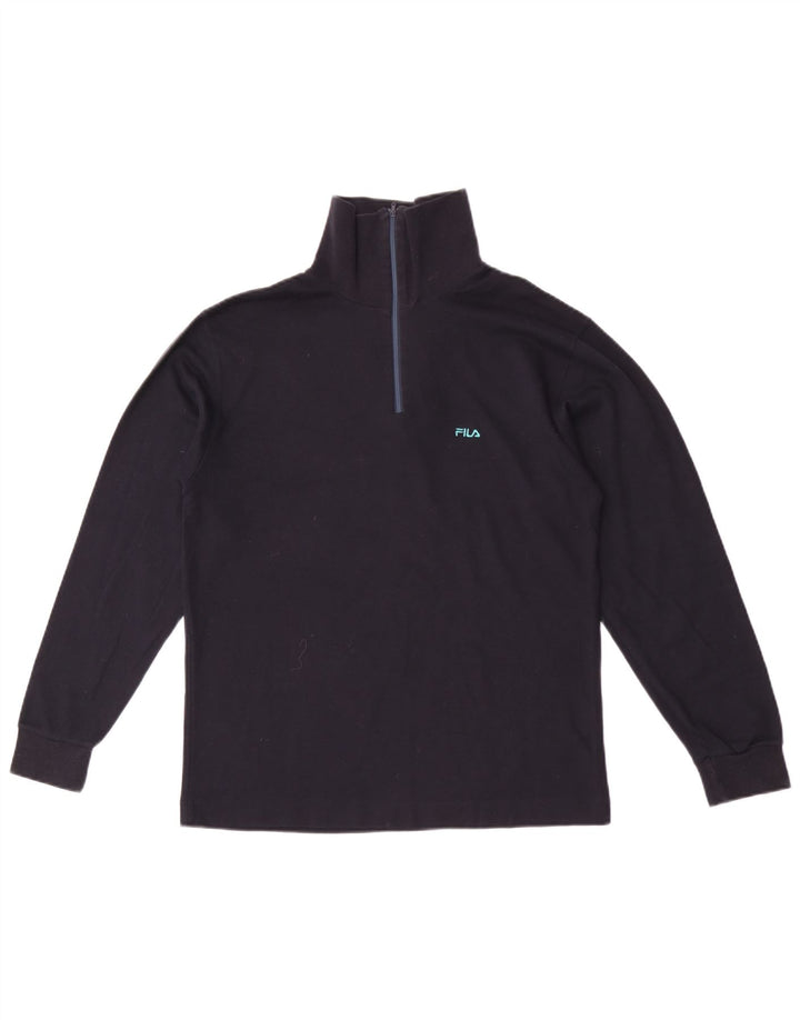Fila Herren-Oberteil mit Reißverschluss, langärmlig, IT 46, Größe S, marineblau, Baumwolle