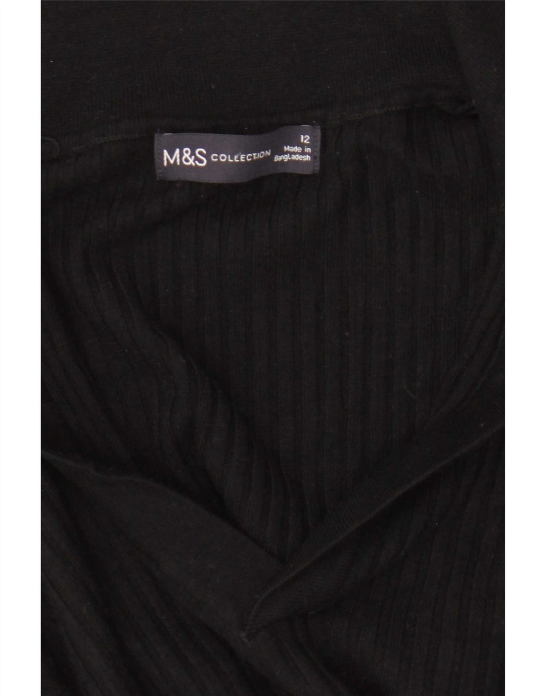 Marks & Spencer Damen Crop Polo Neck Pullover Pullover UK 12 Medium Schwarz