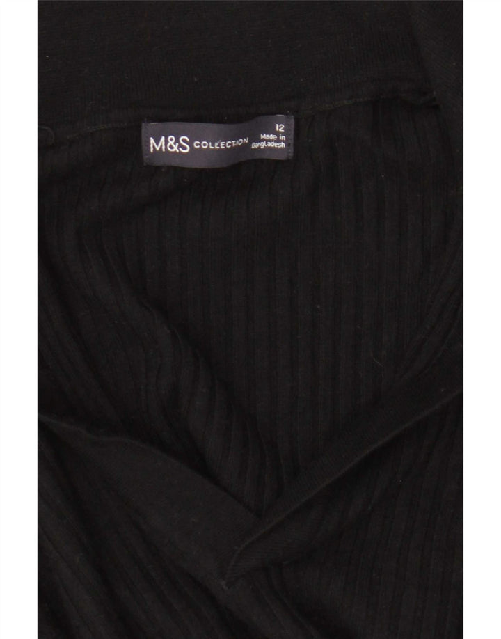 Marks & Spencer Damen Crop Polo Neck Pullover Pullover UK 12 Medium Schwarz