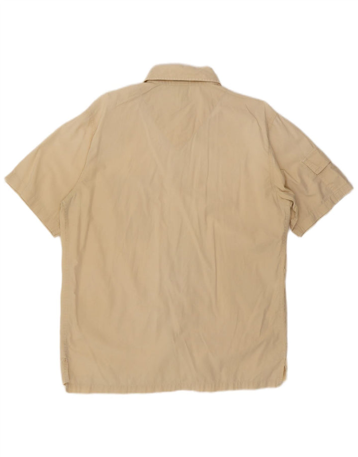 Ellesse Herren-Kurzarmhemd, groß, beige Baumwolle