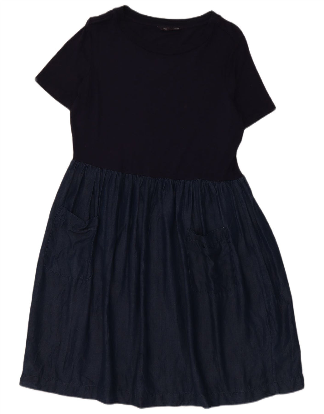 Marks & Spencer Damen-Basic-Kleid UK 12 Medium Navy Blue Lyocell