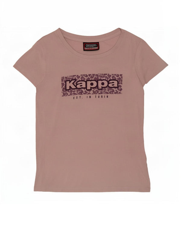 Kappa Womens Graphic T-Shirt Top UK 10 Small Rosa Baumwolle