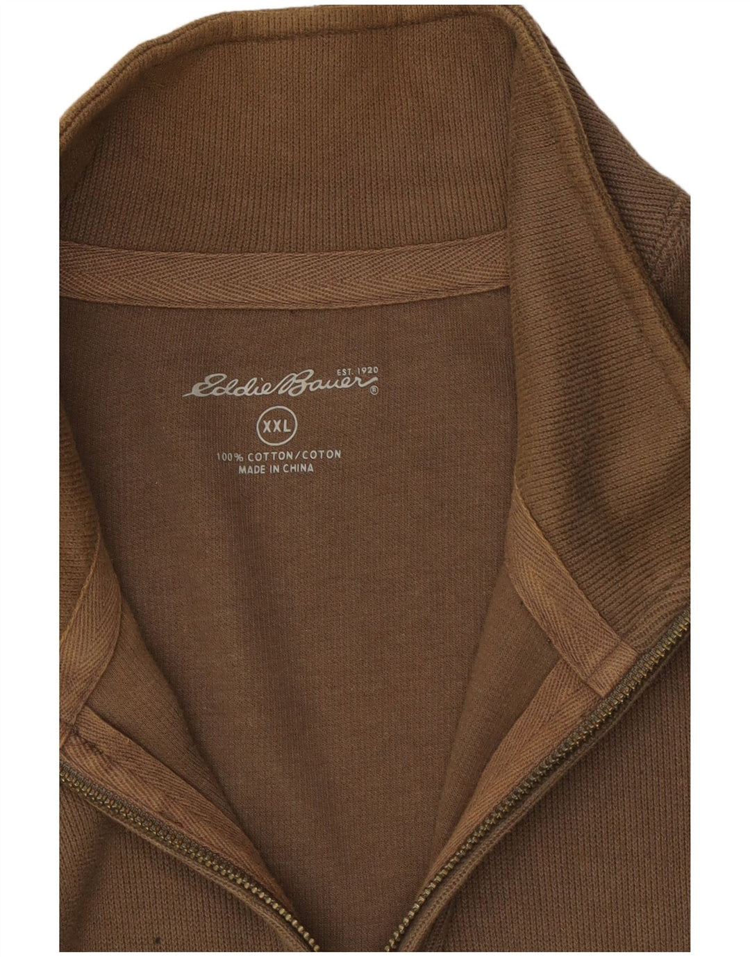 Eddie Bauer Herren-Pullover mit Reißverschluss, 2XL, braune Baumwolle