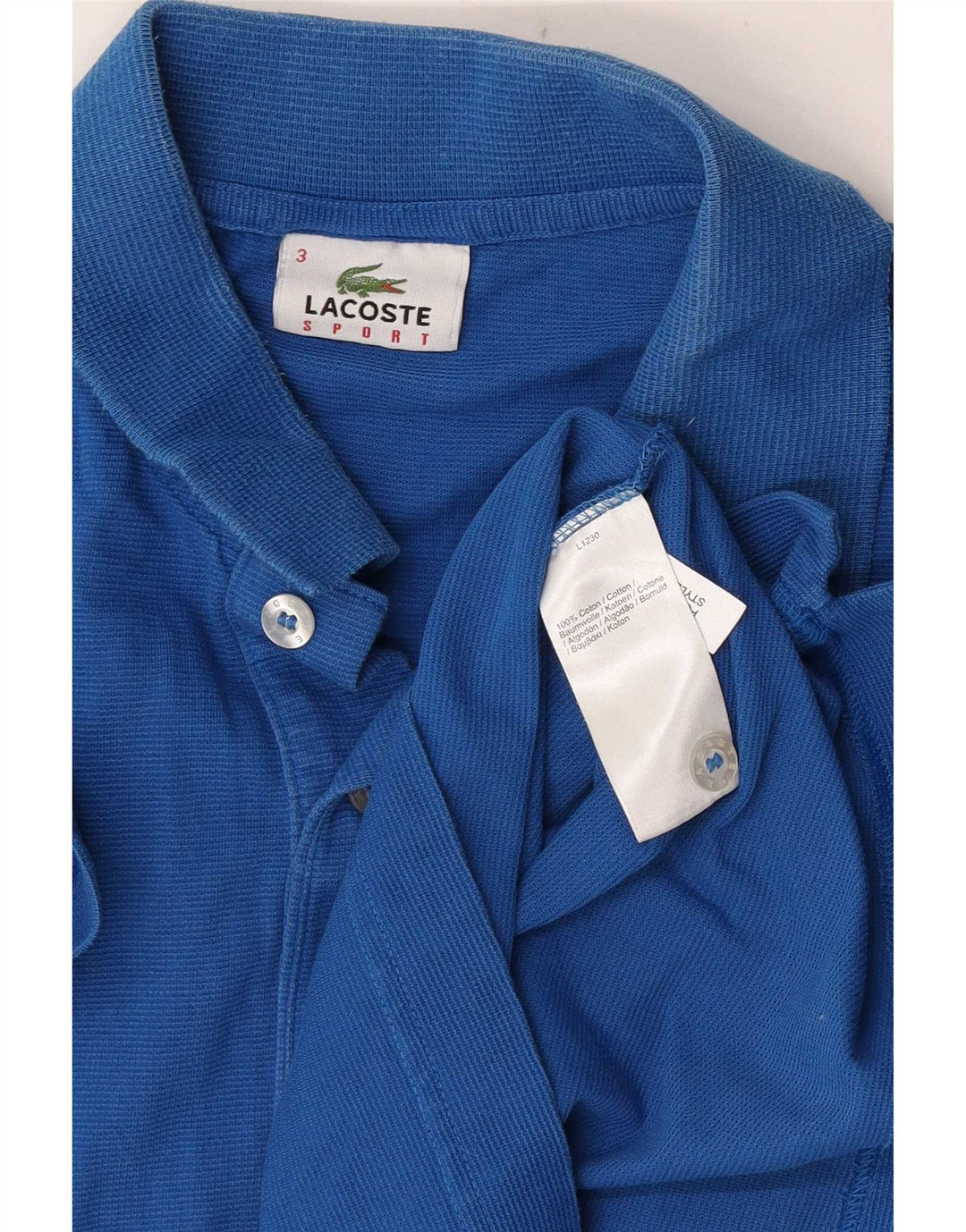 Lacoste Herren-Poloshirt, Größe 3, klein, blaue Baumwolle