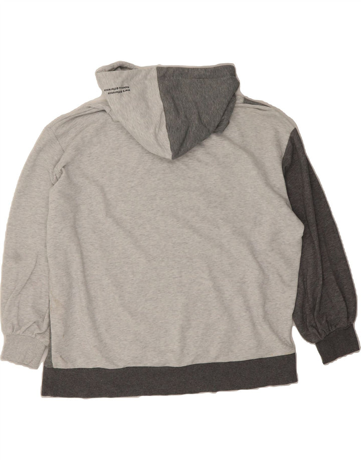 PUMA Womens Oversized Hoodie Jumper UK 10 Small Grey Colourblock Vintage Puma and Second-Hand Puma from Messina Hembry 
