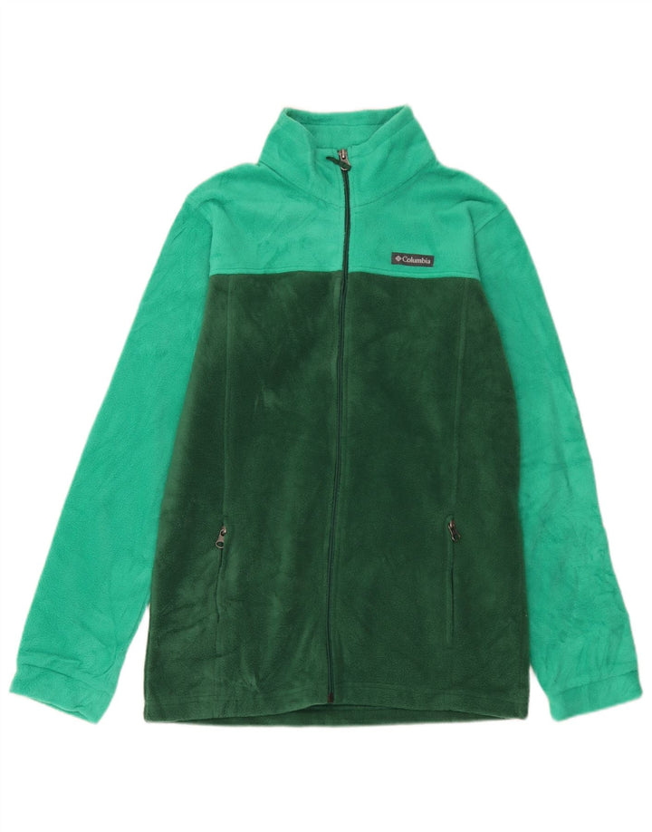 Columbia Fleecejacke für Jungen, 15–16 Jahre, XL, grünes Farbblock-Polyester