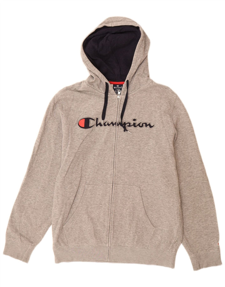 Champion Herren-Kapuzenpullover mit grafischem Reißverschluss, groß, grau meliert