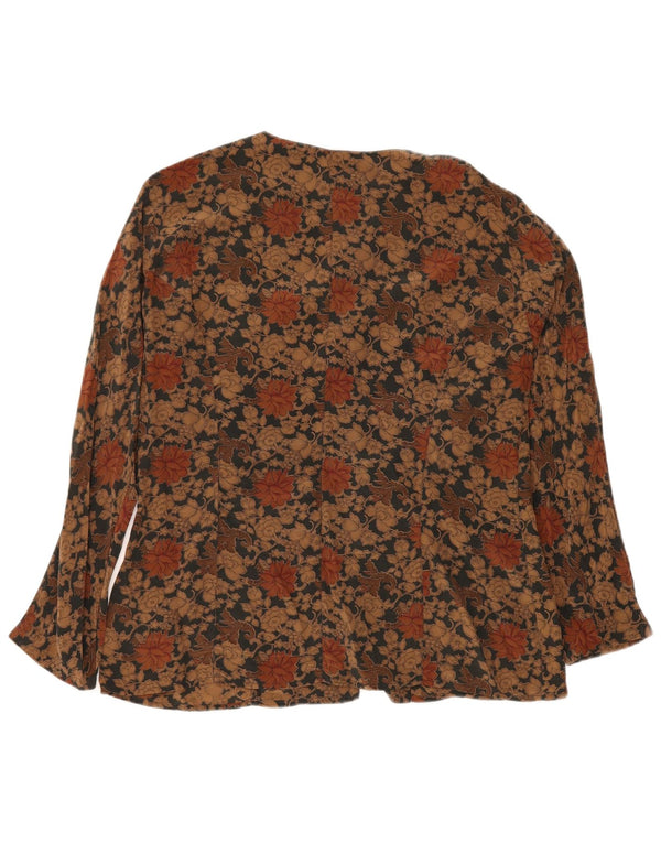 Peter Hadley Damen Hemdbluse IT 48 XL Braune Blumenseide