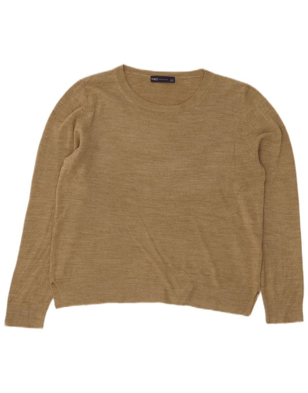 Marks & Spencer Damen-Pullover mit U-Boot-Ausschnitt, UK 16, Größe L, Khaki, Acryl