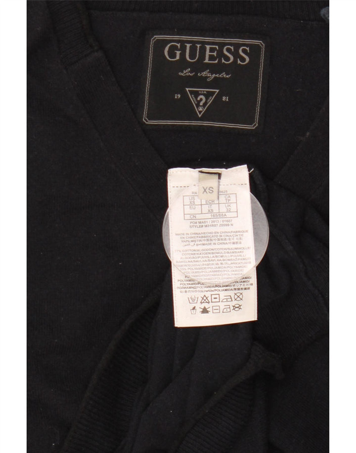 Guess Damen-Pullover mit V-Ausschnitt, übergroß, Größe UK 6, XS, Marineblau, Baumwolle