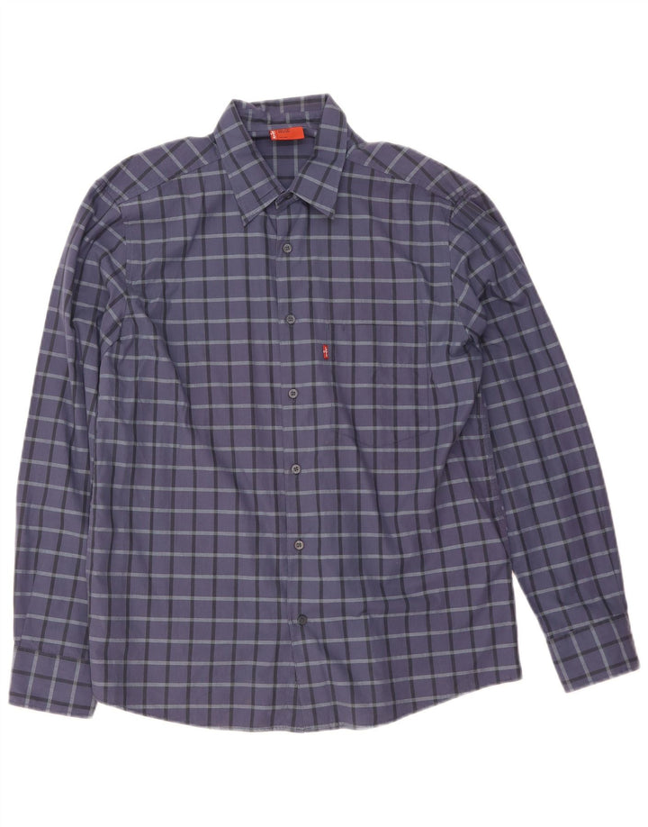 Levi's Herren-Hemd aus mittelblauer Baumwolle mit Karomuster in Marineblau
