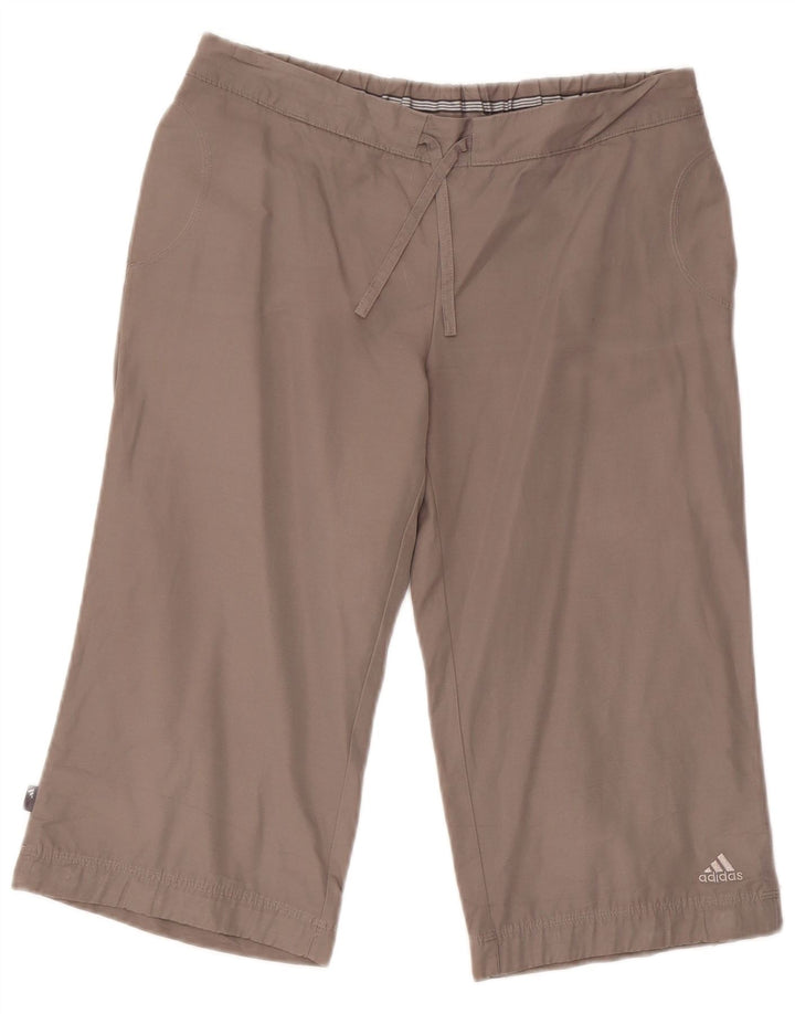 Adidas Damen Bermudashorts UK 12 Medium W30 Graue Baumwolle